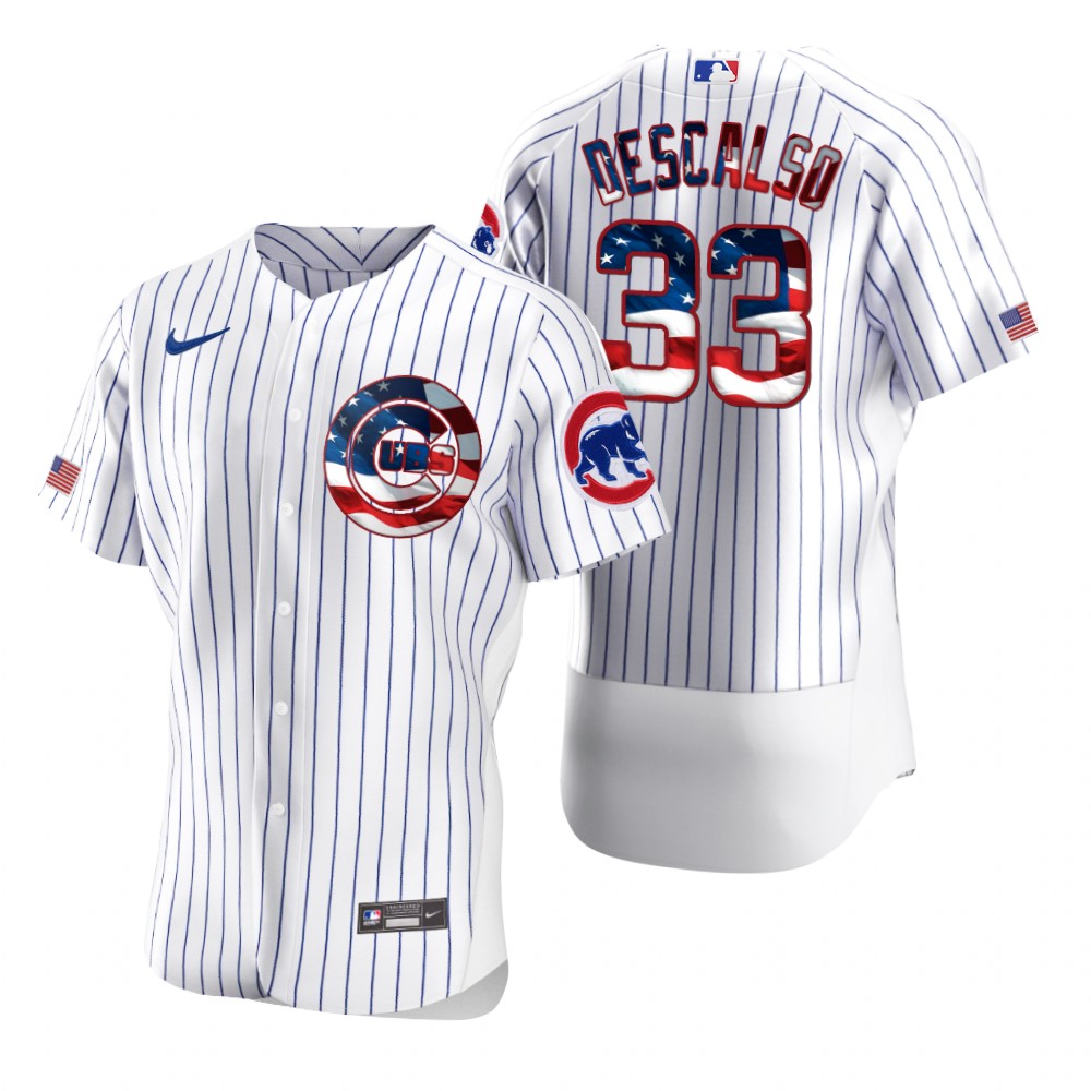 Chicago Cubs 33 Jim Adduci Men Nike White Fluttering USA Flag Limited Edition Authentic MLB Jersey